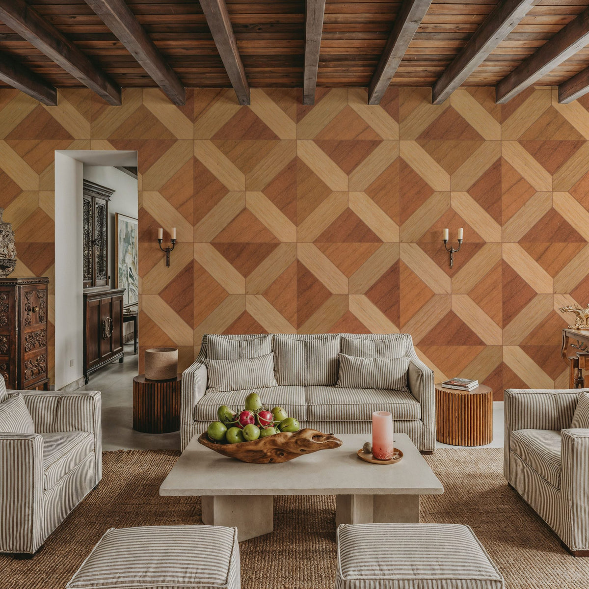 Timber Mosaic Mural Wallpaper - room preview 05
