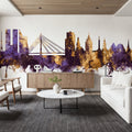 Riga Latvia Skyline Purple & Gold Mural Wallpaper - room preview 05