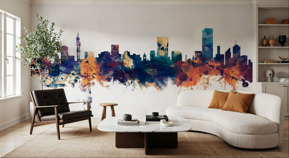 Pretoria South Africa Skyline Blue & Bronze Mural Wallpaper - room preview 05