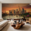Frankfurt Skyline At Sunset Mural Wallpaper - room preview 05