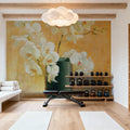 White Orchids in Black Vase Mural Wallpaper - room preview 05