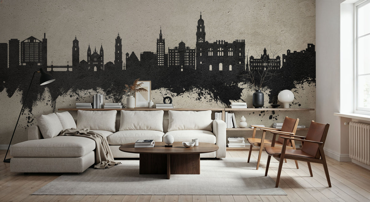 Málaga Spain Skyline Concrete Mural Wallpaper - room preview 05