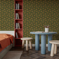 Autumn Buds Green Mural Wallpaper - room preview 05