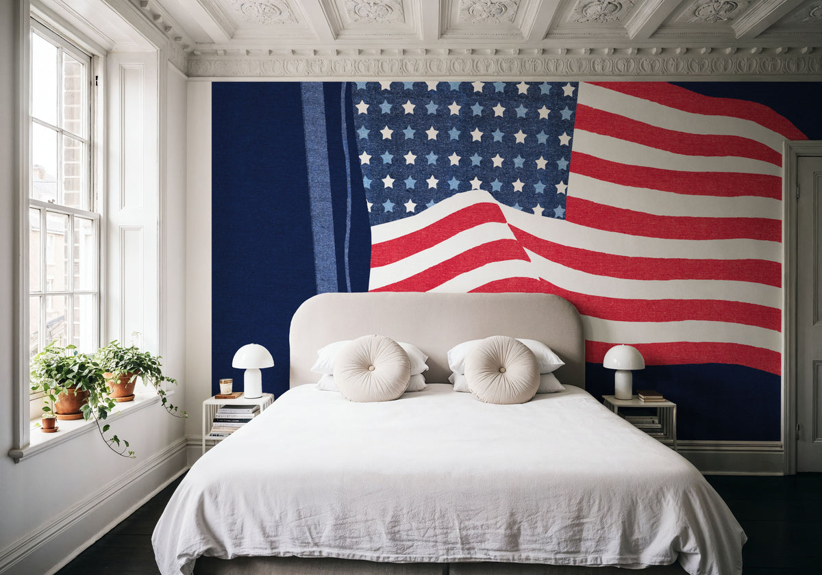 Stars and Stripes Bless America Mural Wallpaper - room preview 05