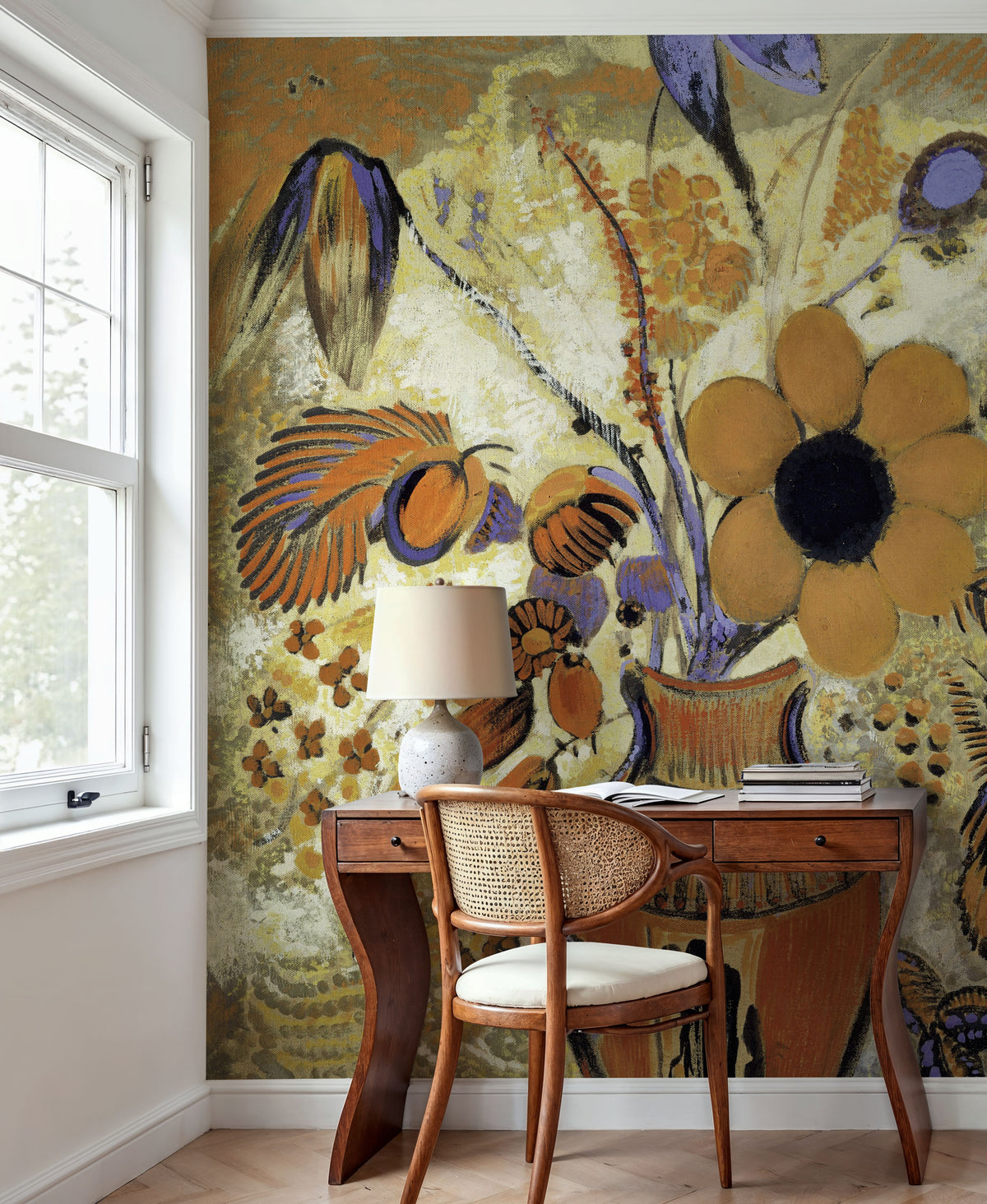 Etruscan Vase with Flowers Mural Wallpaper - Red Tone - room preview 05