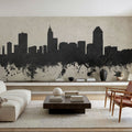 Raleigh North Carolina Skyline Concrete Mural Wallpaper - room preview 05