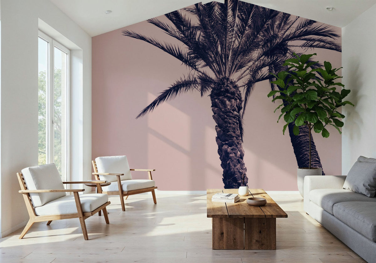 Pink Palms I Mural Wallpaper - room preview 05