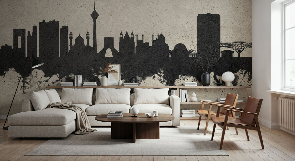 Tehran Iran Skyline Concrete Mural Wallpaper - room preview 05