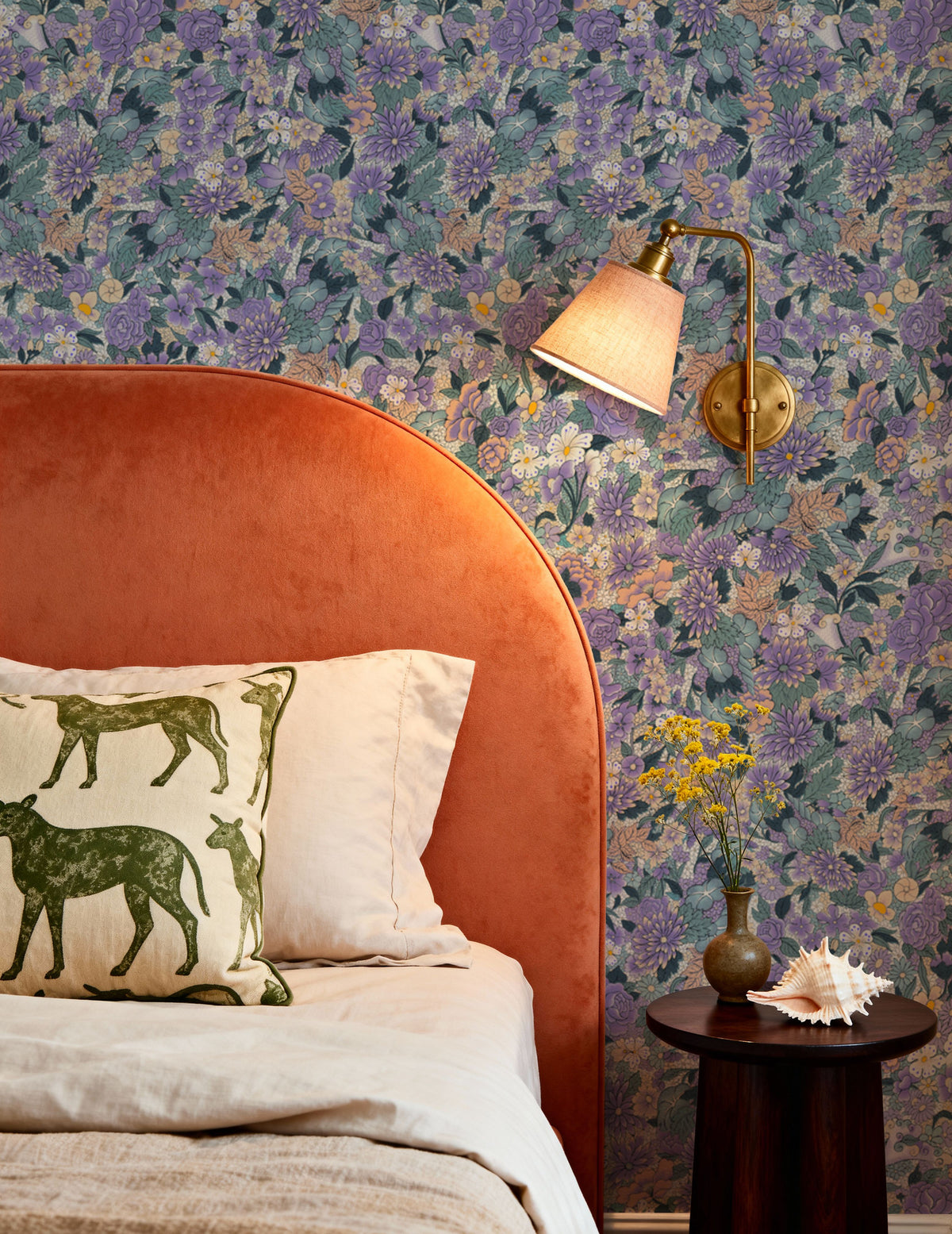 Floral Blossom Viola Mural Wallpaper - room preview 05