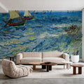 Seascape At Saintes-Maries Mural Wallpaper - Blue Tone - room preview 05