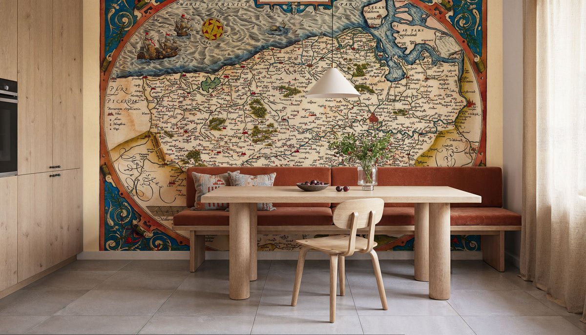 Old Map of Belgium, 1570 Mural Wallpaper - room preview 05