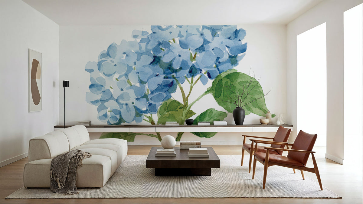 Blue Hydrangea I Mural Wallpaper - room preview 05