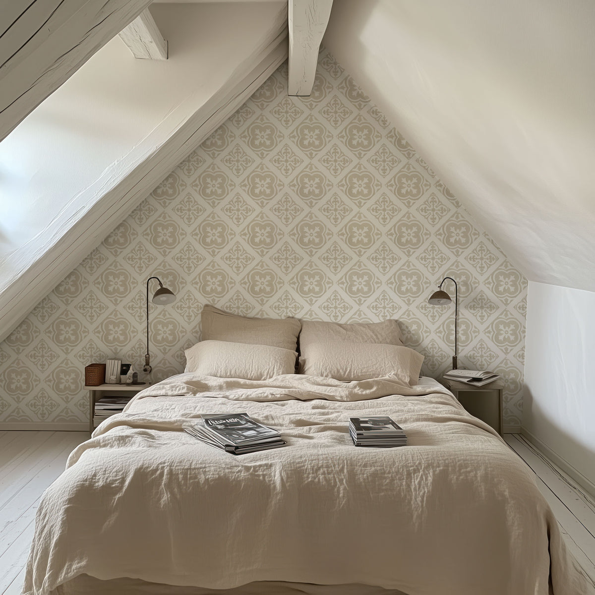 Tile It Up White Mural Wallpaper - room preview 05