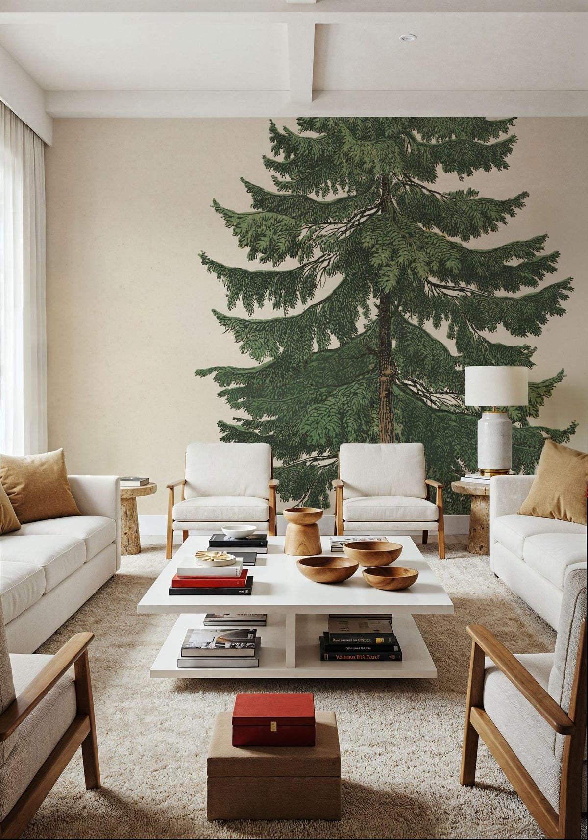 Winter Pine Tree Mural Wallpaper - room preview 05