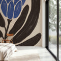 Simple Flowers I Blue Mural Wallpaper - room preview 05