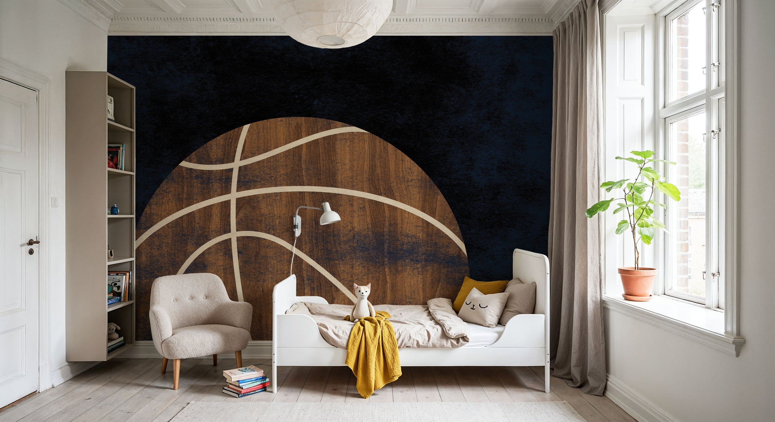 Basketball Wood Mural Wallpaper
