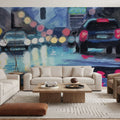 Rainy Road Late Afternoon Mural Wallpaper - room preview 05