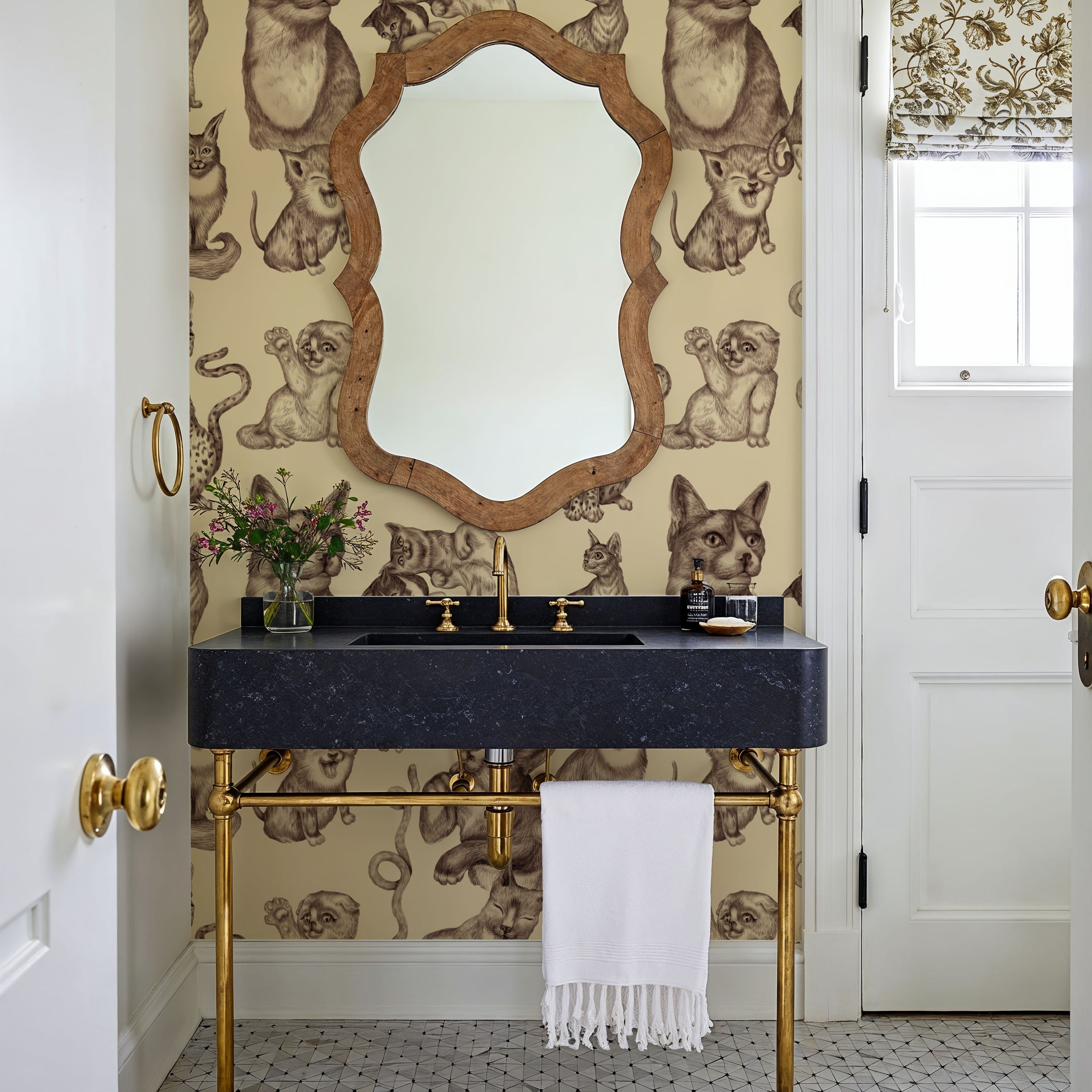 Cat Lounge, Yellow Mural Wallpaper