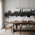 New Bern North Carolina Skyline Black & White Mural Wallpaper - room preview 05