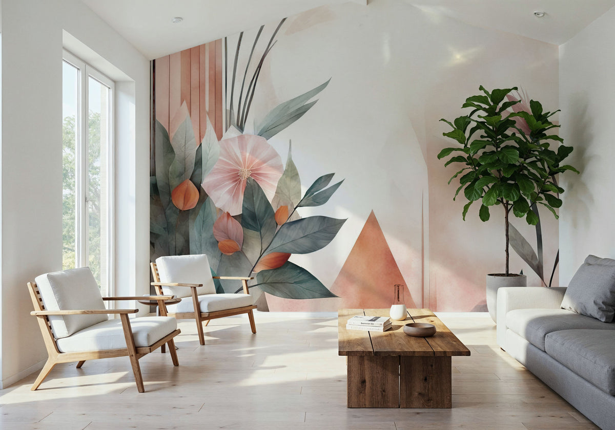 Floral Watercolor Abstract Bright Mural Wallpaper - room preview 05