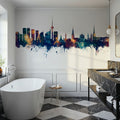 Tallinn Estonia Skyline Blue & Bronze Mural Wallpaper - room preview 05