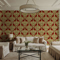 Cardinals & Winterberries, Vintage Mural Wallpaper - room preview 05