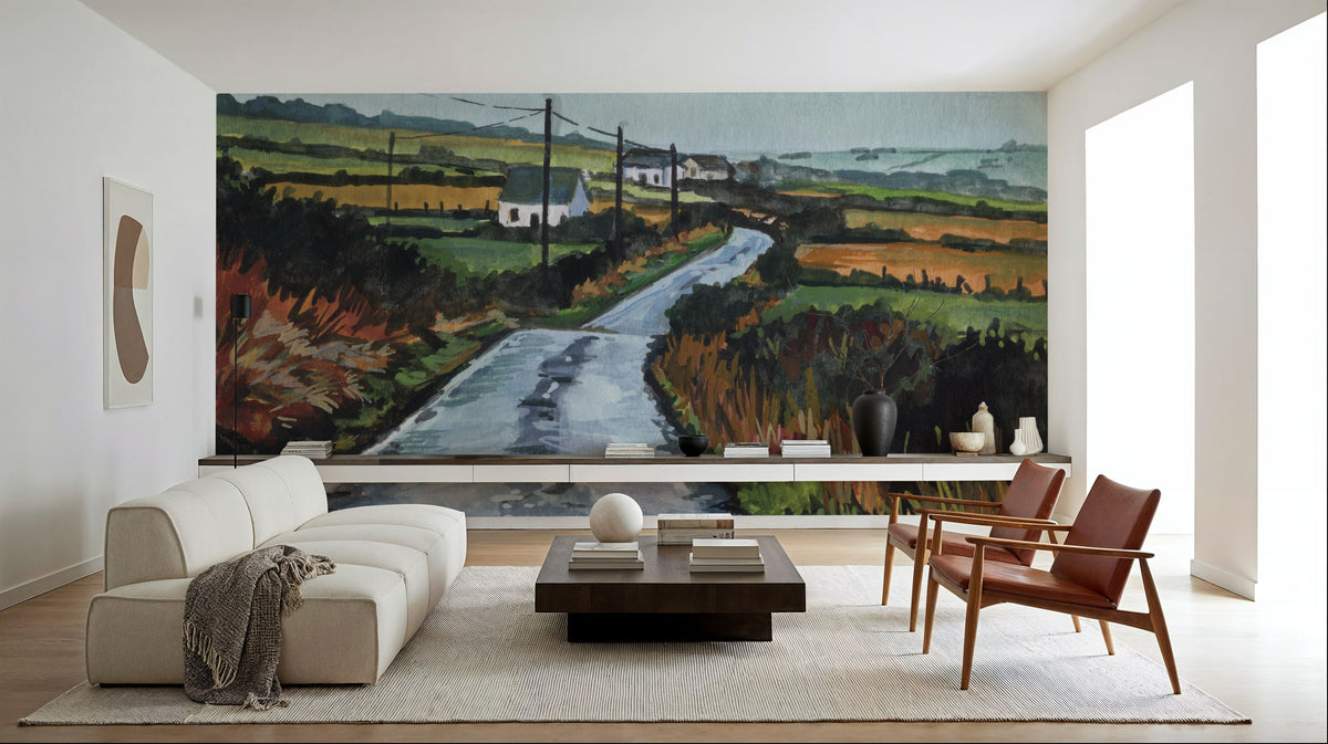 Rainy Back Road Mural Wallpaper - room preview 05