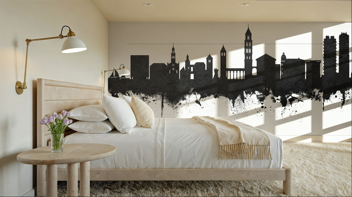 Split Croatia Skyline Black & White Mural Wallpaper - room preview 05