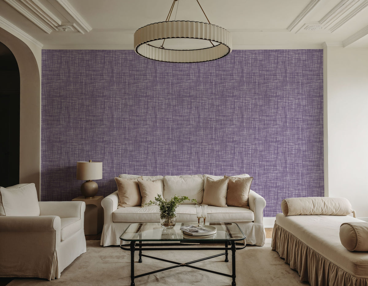 Mottled Linen Effect, Grape Mural Wallpaper - room preview 05