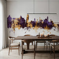 Pisa Italy Skyline Purple & Gold Mural Wallpaper - room preview 05
