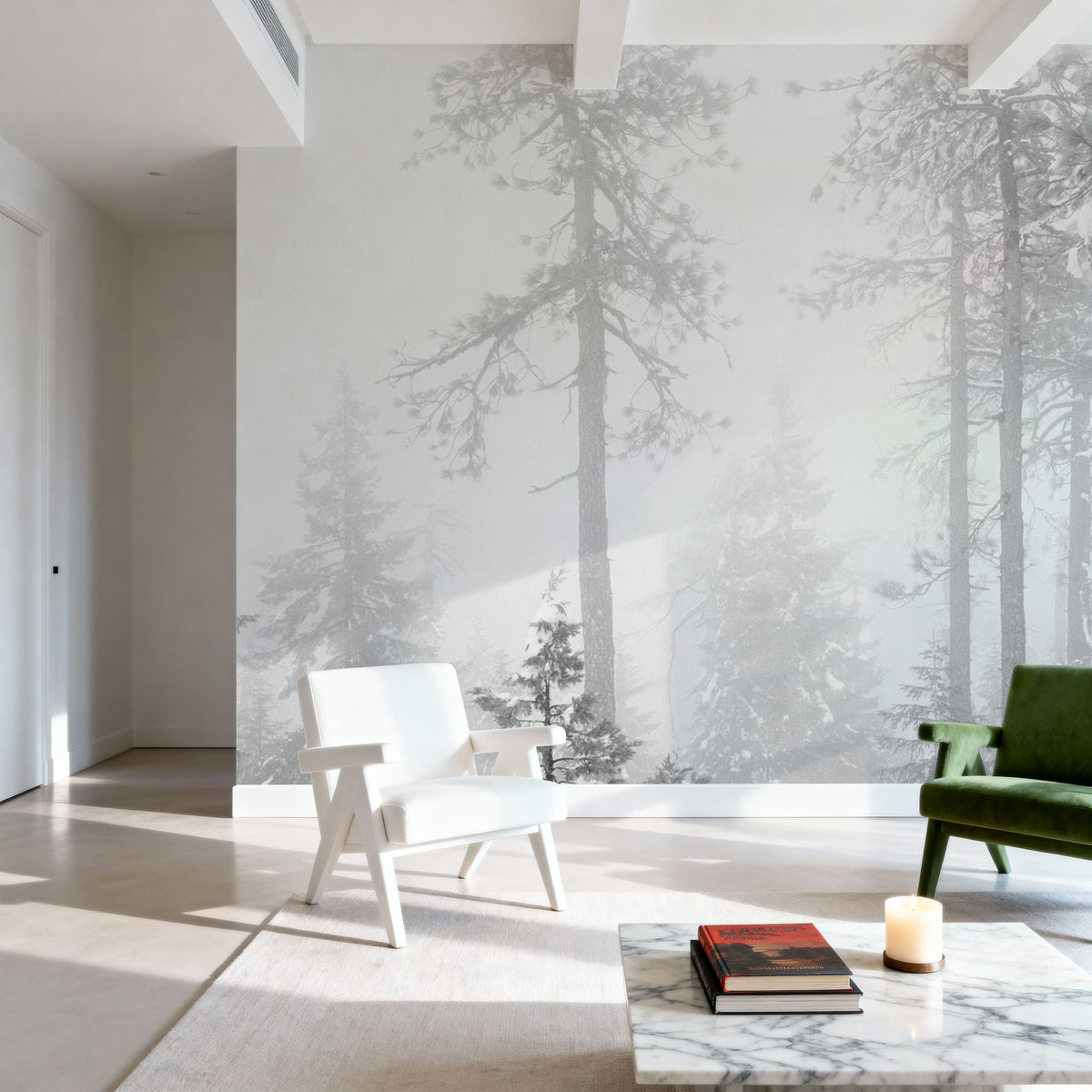 Trees in the Mist Mural Wallpaper - room preview 05