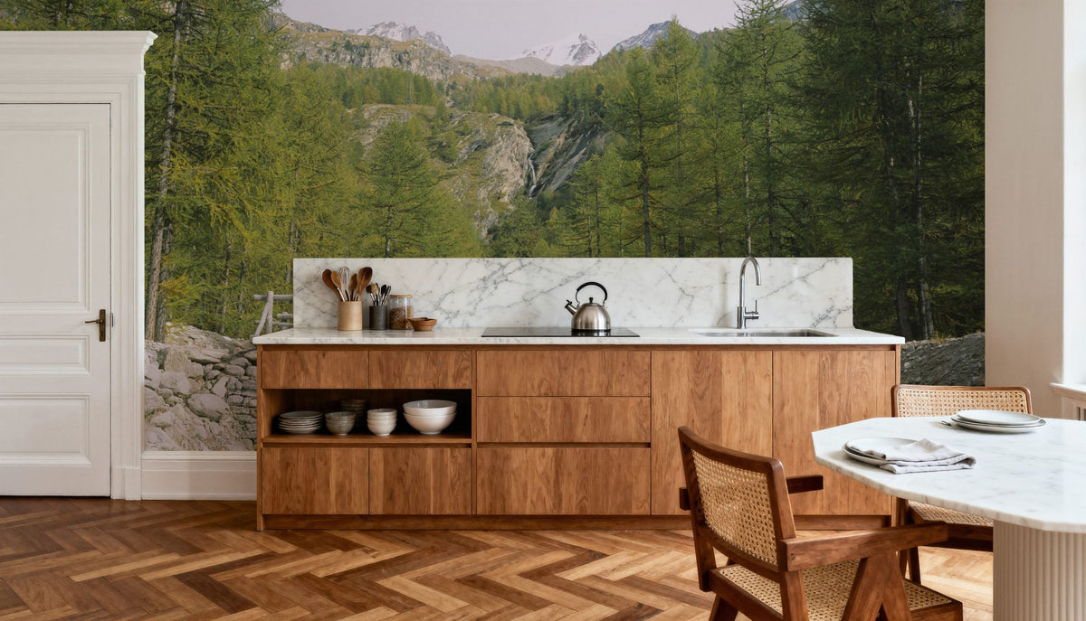 Mountain Bridge Crossing Mural Wallpaper - room preview 05
