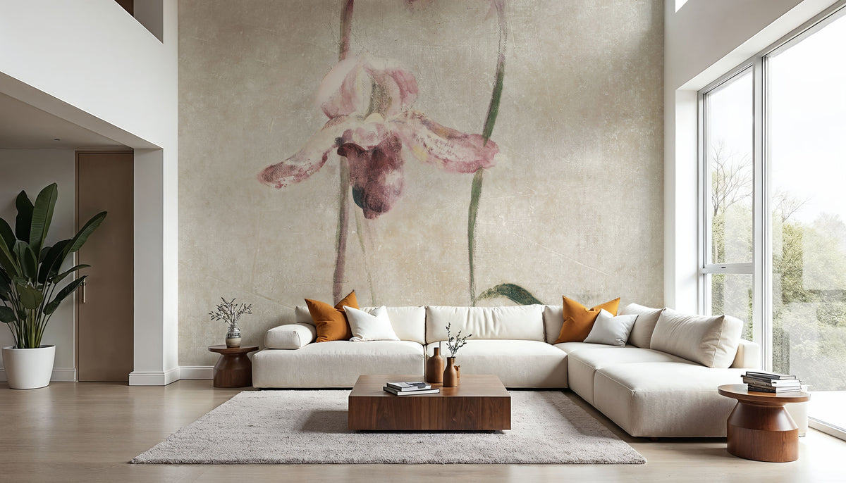 Light Purple Dancing Orchid Panel I Mural Wallpaper - room preview 05