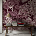 Overleaf Woodland, Burgundy Mural Wallpaper - room preview 05