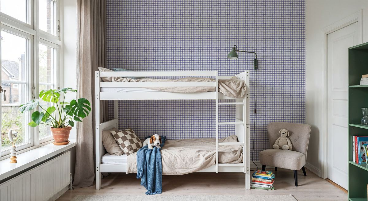 Botanical Blue Jingham Mural Wallpaper - room preview 05