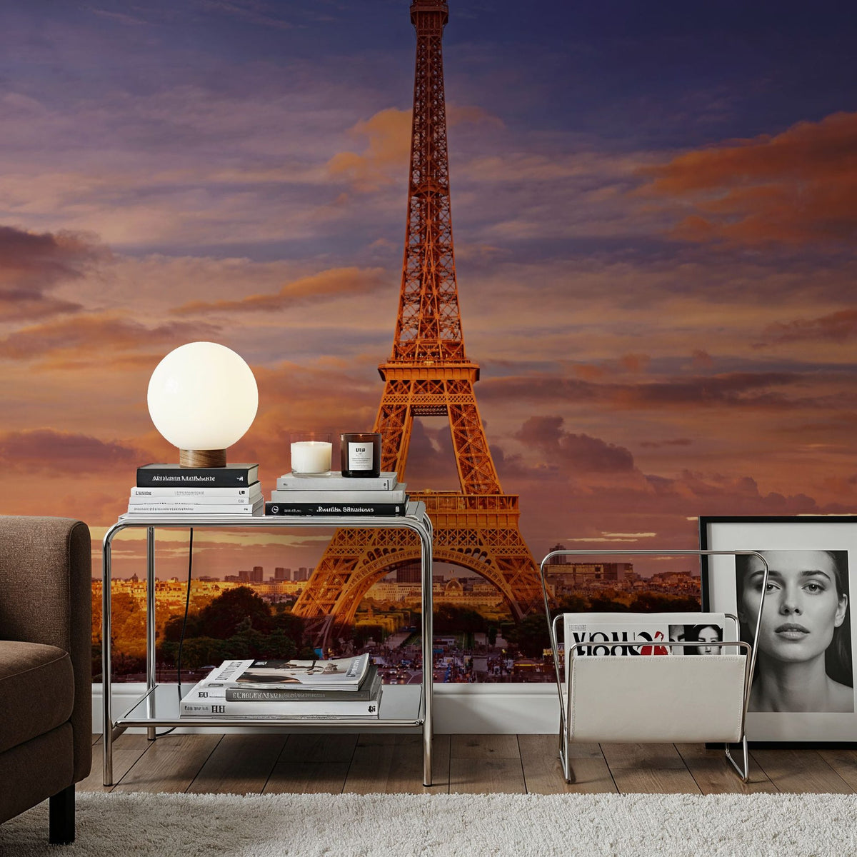 Eiffel Tower At Sunset Mural Wallpaper - room preview 05