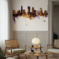 Denver Skyline Purple & Gold Mural Wallpaper - room preview 05