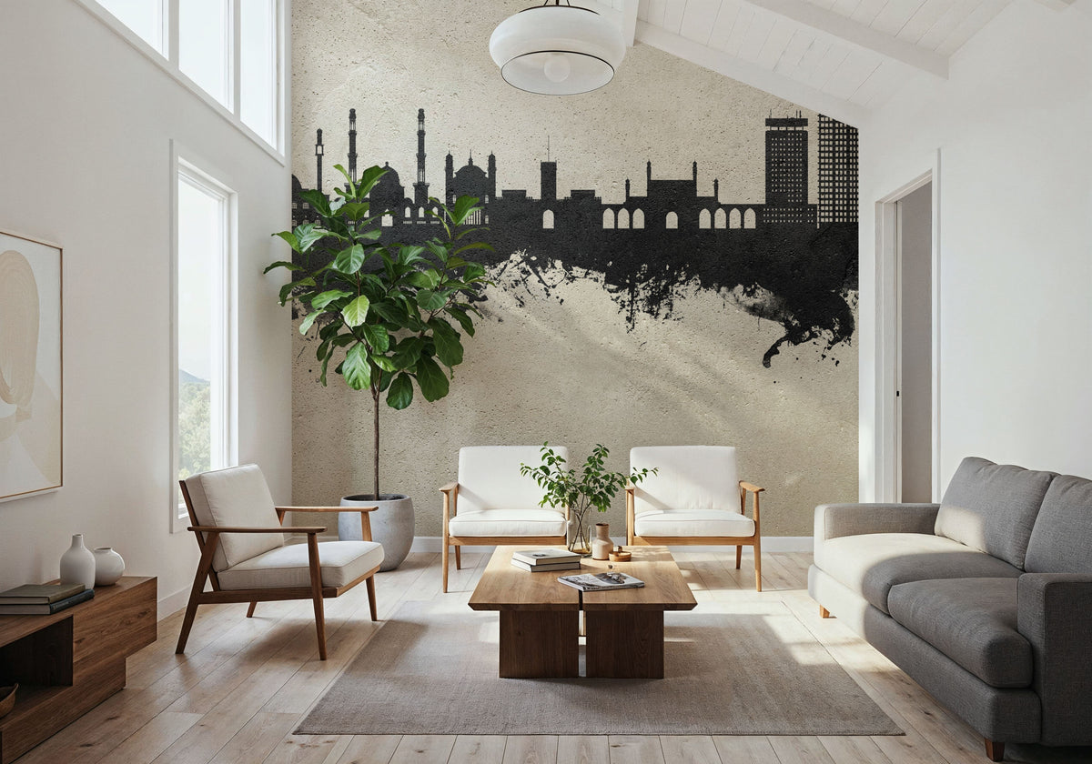 Kabul Afghanistan Skyline Concrete Mural Wallpaper - room preview 05