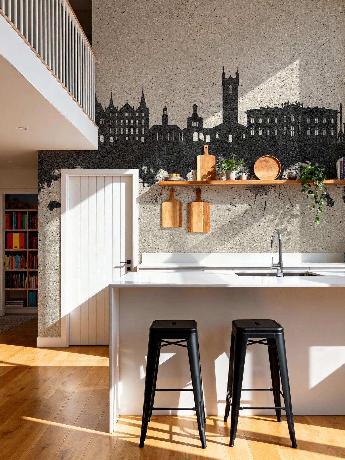 Vevey Switzerland Skyline Concrete Mural Wallpaper - room preview 05