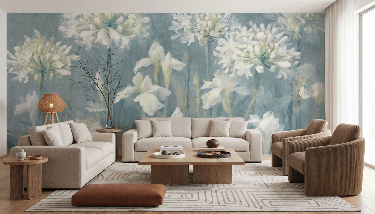 Spring Blossoms II Slate Blue Mural Wallpaper - room preview 05