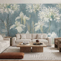 Spring Blossoms II Slate Blue Mural Wallpaper - room preview 05