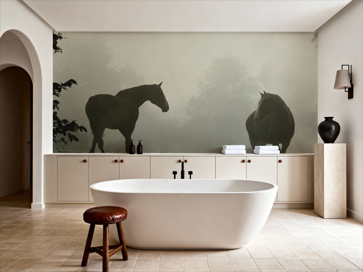 Morning Meadow Horses IV Mural Wallpaper - room preview 05
