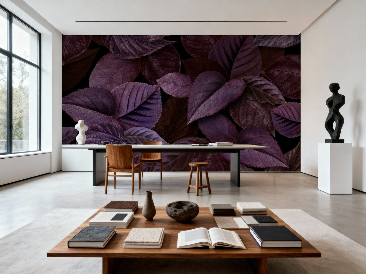 Purple Leaves Mural Wallpaper - room preview 05