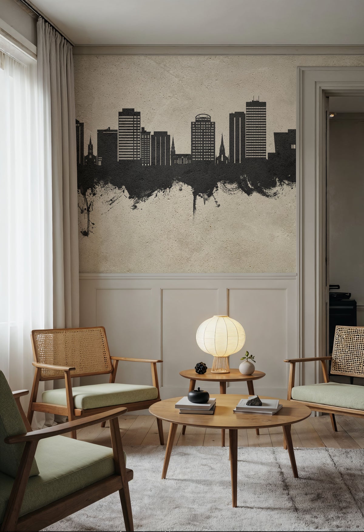 Columbia South Carolina Skyline Concrete Mural Wallpaper - room preview 05