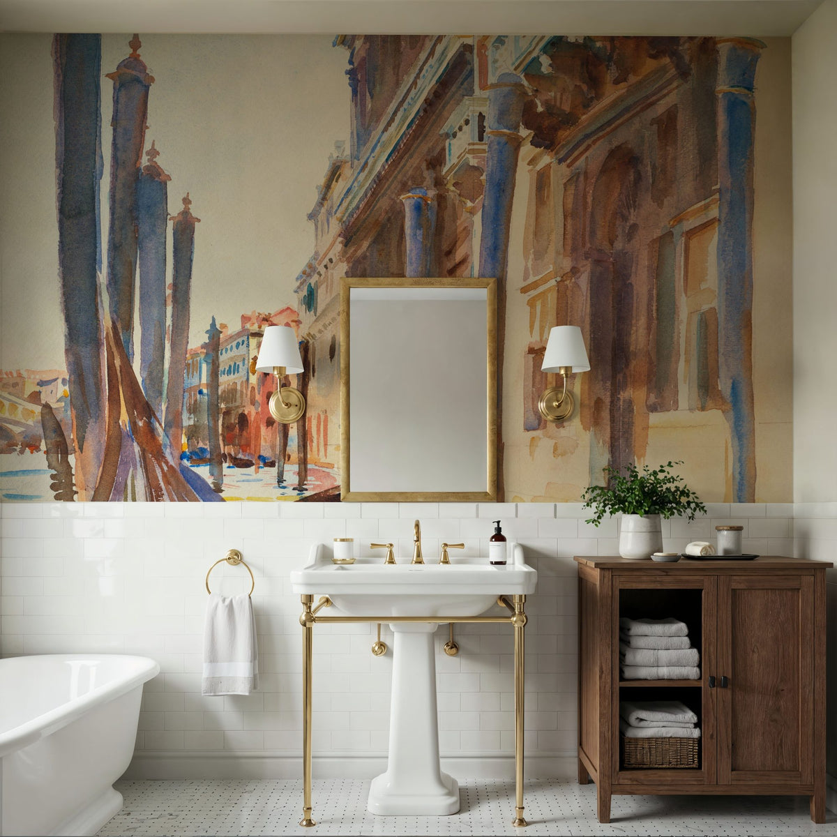 Dwellpaper Gondola Moorings on the Grand Canal Mural Wallpaper image 5