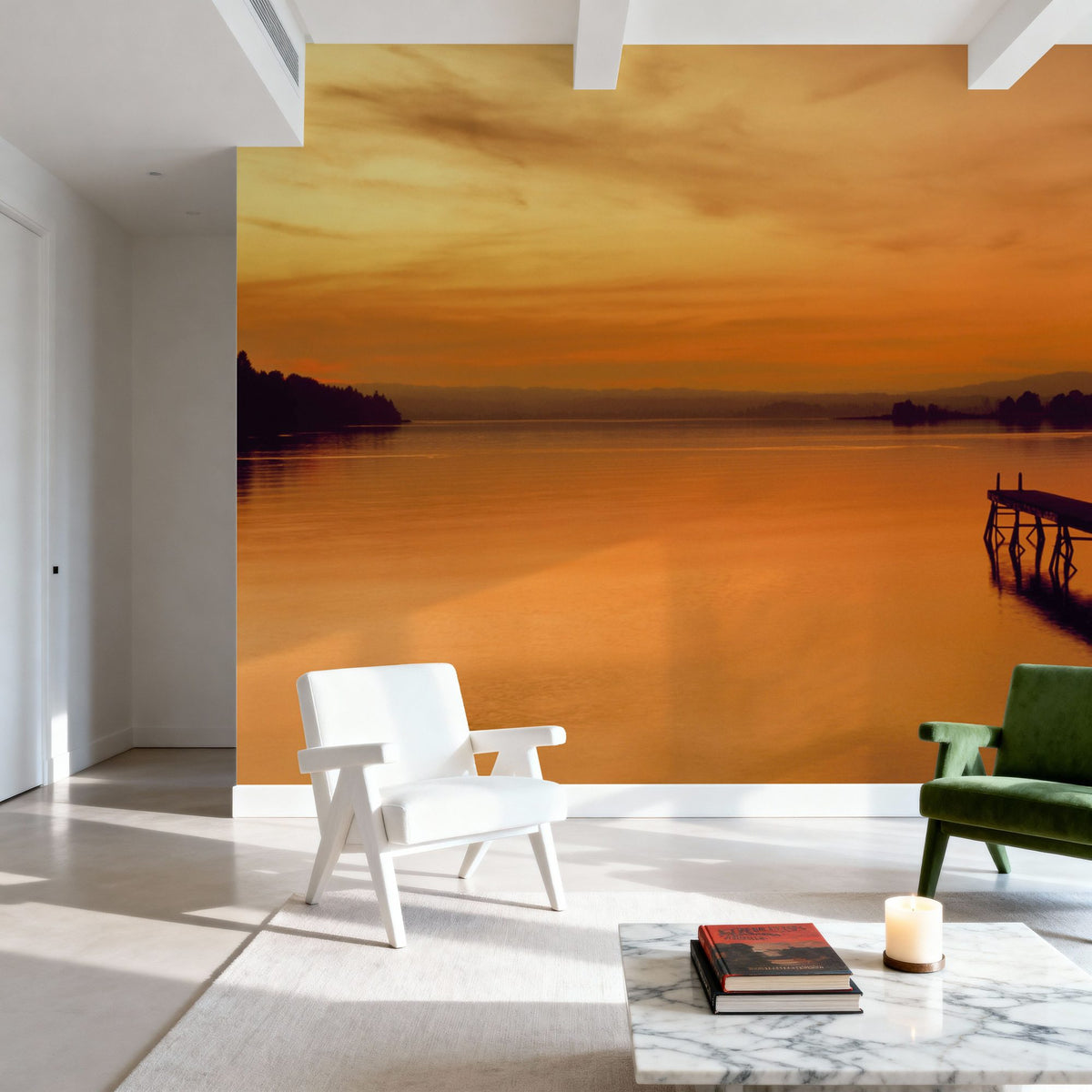 Golden Harbor Sunset Mural Wallpaper - room preview 05
