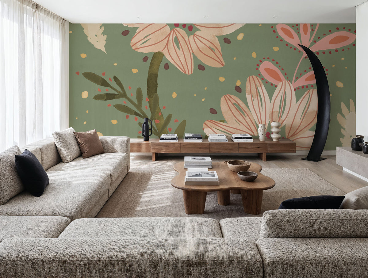 Floralscape X Neutral Mural Wallpaper - room preview 05
