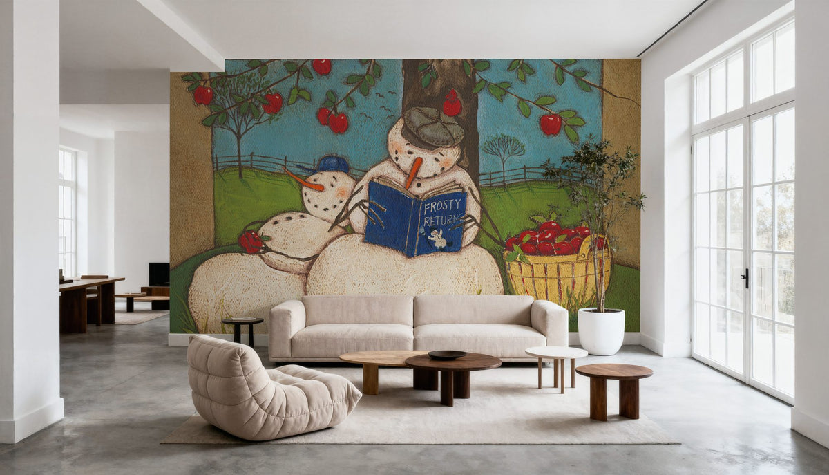 Seasonal Snowman IX Mural Wallpaper - room preview 05