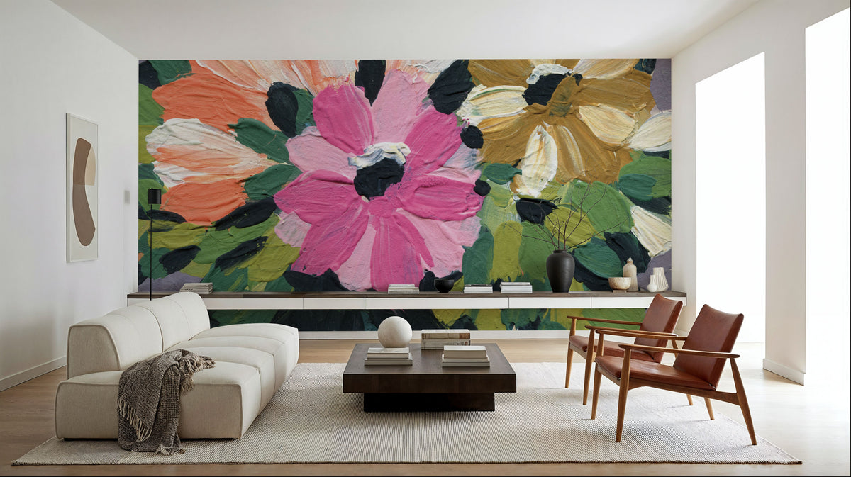 Painterly Florals in Vase I Mural Wallpaper - room preview 05