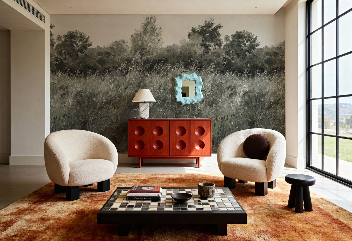 Meadow Whisper, Pine Green Mural Wallpaper - room preview 05
